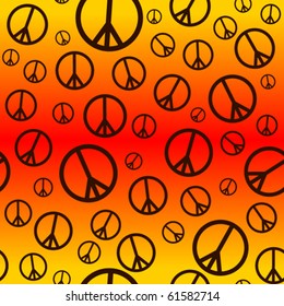 A seamlessly repeatable retro peace sign background.