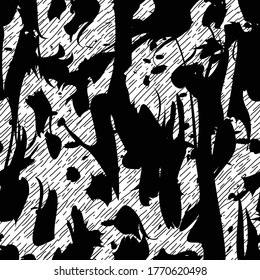 Seamlessly repeating black and white brushstroke pattern