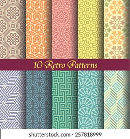 seamlessly retro patterns, pattern swatches included, editable vector file, retro color style.