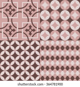 Seamlessly retro patterns pink and brown
