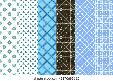Seamlessly set of pattern. Symmetric abstract wallpaper. Digital paper, textile print. Vector illustration.