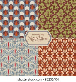 seamlessly tiling retro patterns - set of four designs