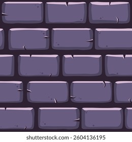 Seamlessly tiling texture of a purple brick wall, ideal for game level design or cartoon background, creating a simple and effective visual element
