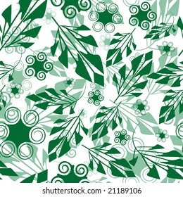 Seamlessly vector wallpaper with art green foliage