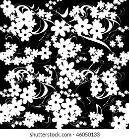 Seamlessly vector wallpaper with art white flower