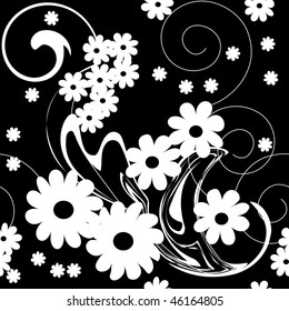Seamlessly vector wallpaper with art white flower