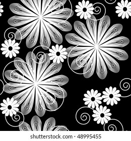 Seamlessly vector wallpaper with art white flower