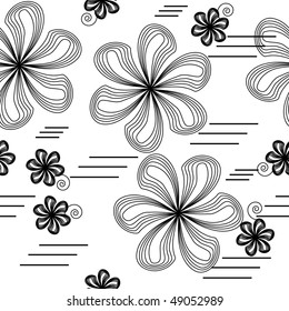 Seamlessly vector wallpaper with art white flower