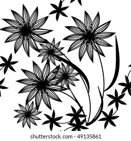 Seamlessly vector wallpaper with art white flower