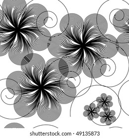 Seamlessly vector wallpaper with art white flower