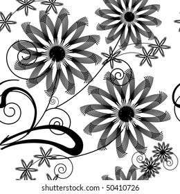 Seamlessly vector wallpaper with art white flower
