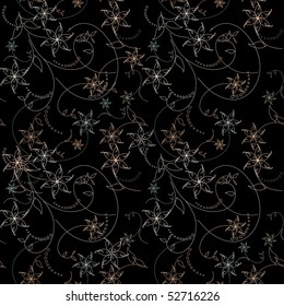 Seamlessly vector wallpaper with art white flower