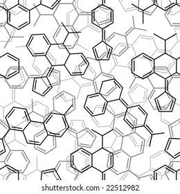 Seamlessly vector wallpaper chemistry formulas on white