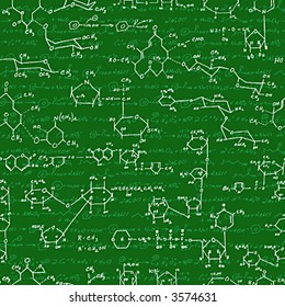 Seamlessly vector wallpaper chemistry scribbles on blackboard
