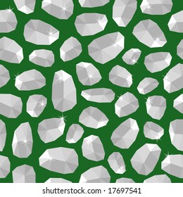Seamlessly vector wallpaper with crystals on green