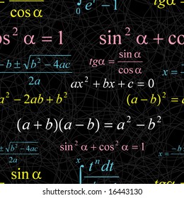 Seamlessly vector wallpaper mathematics on black