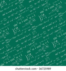 Seamlessly vector wallpaper mathematics on green blackboard