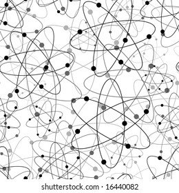 Seamlessly vector wallpaper with nuclear symbols on white
