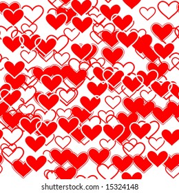 Seamlessly vector wallpaper with red hearts