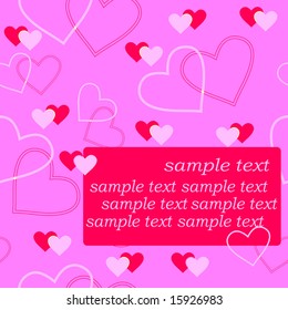 Seamlessly vector wallpaper valentine with hearts and sample text