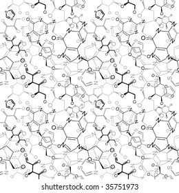 Seamlessly wallpaper chemistry formulas on white