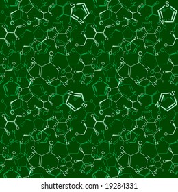 Seamlessly wallpaper chemistry scribbles on green blackboard