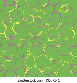 Seamlessly wallpaper chemistry scribbles on green blackboard