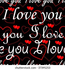 Seamlessly wallpaper valentine with hearts and superscription "I love you"