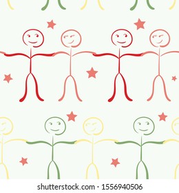 Seamless-Pattern of Men and Women-Free hand