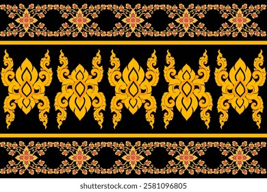 seamless,pixel traditional ethnic, thai pattern, fabric pattern for textiles, rugs, wallpaper, clothing, sarong, batik, wrapping, embroidery, print, background, cover, illustration, vector.