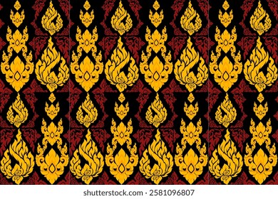 seamless,pixel traditional ethnic, thai pattern, fabric pattern for textiles, rugs, wallpaper, clothing, sarong, batik, wrapping, embroidery, print, background, cover, illustration, vector.