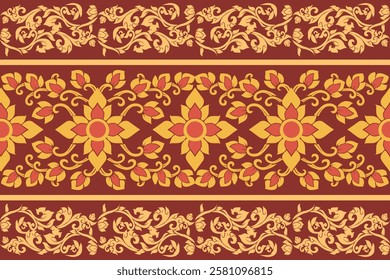 seamless,pixel traditional ethnic, thai pattern, fabric pattern for textiles, rugs, wallpaper, clothing, sarong, batik, wrapping, embroidery, print, background, cover, illustration, vector.