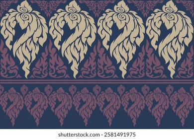  seamless,pixel traditional ethnic, thai pattern, fabric pattern for textiles, rugs, wallpaper, clothing, sarong, batik, wrapping, embroidery, print, background, cover, illustration, vector.