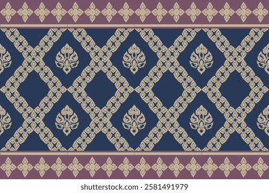  seamless,pixel traditional ethnic, thai pattern, fabric pattern for textiles, rugs, wallpaper, clothing, sarong, batik, wrapping, embroidery, print, background, cover, illustration, vector.
