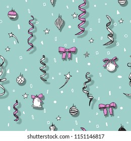 Seamlesss pattern designd with christmas decorations.