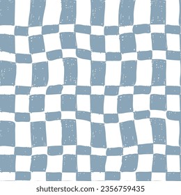 Seamlesss Repeat Hand Drawn Vector Checkerboard Check Pattern Irregular Uneven Textured Doodle