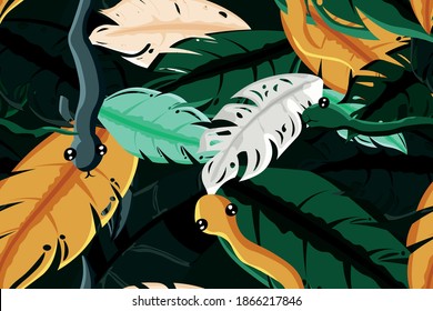 Seamless-Snakes and Leaves with Trends of Color 2021