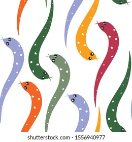 Seamless-The Pattern of Colorful Snakes-Free hand