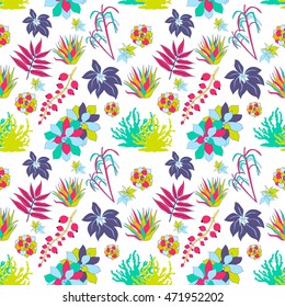 seamless,Vector set with succulents, flowers,background succulents
