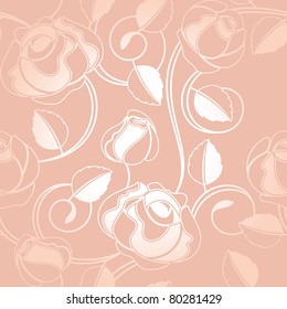 Seamless-wallpaper pattern with of roses, vector