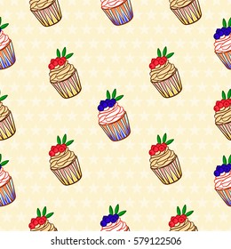 Seamless-wallpaper-with-cakes.Vector illustration.