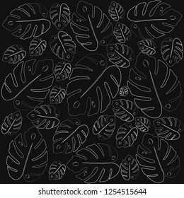 seamlles simple monstera leaf exotic pattern print. Vector