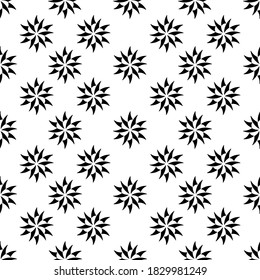 Patrón marino. Hermosas estrellas estilizadas, copos de nieve , elementos decorativos . Gráficos en blanco y negro, ilustración vectorial