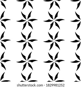 Patrón marino. Hermosas estrellas estilizadas, copos de nieve , elementos decorativos . Gráficos en blanco y negro, ilustración vectorial