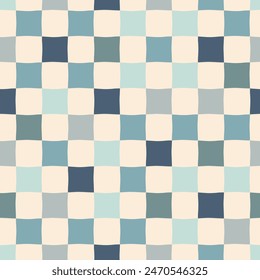 Seamlss vector checkered pattern. Retro chaotic colored chess board