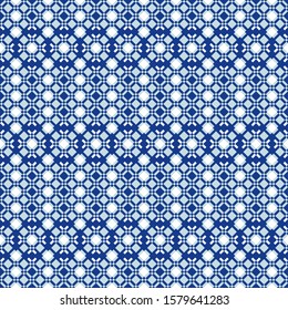 Seamltss geometric pattern in retro mozaic style in bright blue colors. Good for Christmas/New Year/winter design. Vector.