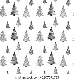 Seamlwss pattern with stylized christmas trees illustration