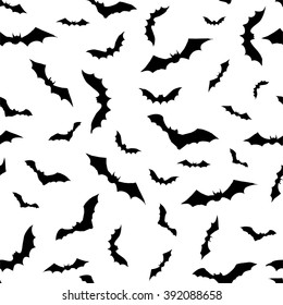 Seammles pattern swarm of bats on the white background.