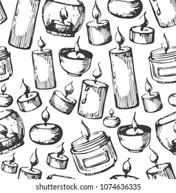Seammless pattern with hnd drawn candles