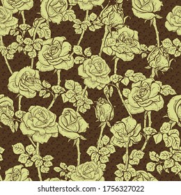Seample pattern with beautiful roses, monochrome floral line art background, you can use in design of textile, wallpaper, window shop,card,postcard or other